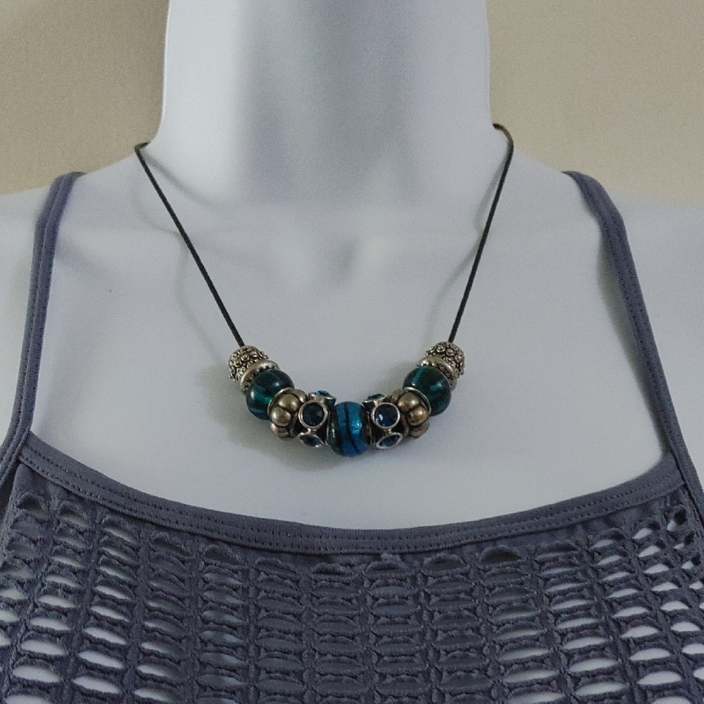 Hand Crafted Silver and Blue Artisan Necklace